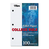 TOPS BUSINESS FORMS TOP62304 Filler Paper, 3h, 20 Lb, 5 1/2 X 8 1/2, College Rule, White, 100 Sheets/pack