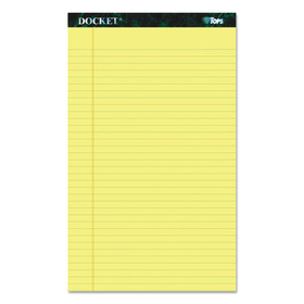TOPS BUSINESS FORMS TOP63580 Docket Ruled Perforated Pads, Wide/Legal Rule, 50 Canary-Yellow 8.5 x 14 Sheets, 12/Pack
