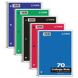 Tops TOP65021 Coil-Lock Wirebound Notebooks, College/medium, 10 1/2 X 8, White, 70 Sheets