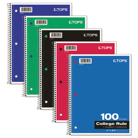 Tops TOP65161 Coil-Lock Wirebound Notebooks, College/medium, 11 X 8 1/2, White, 100 Sheets
