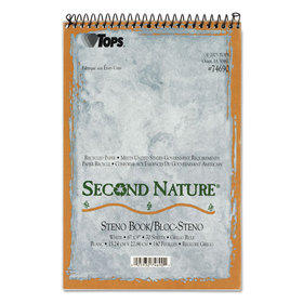 TOPS BUSINESS FORMS TOP74690 Second Nature Spiral Reporter/steno Book, Gregg, 6 X 9, White, 70 Sheets
