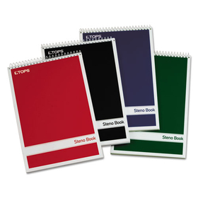 Tops TOP80221 Steno Pad, Gregg Rule, Assorted Cover Colors, 80 Green-Tint 6 x 9 Sheets, 4/Pack