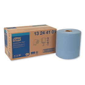 Tork TRK13244101 Industrial Paper Wiper, 4-Ply, 11 x 15.75, Unscented, Blue, 375 Wipes/Roll, 2 Rolls/Carton