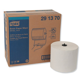 Tork TRK291370 Basic Paper Wiper Roll Towel, 1-Ply, 7.68" x 1,150 ft, White, 4 Rolls/Carton