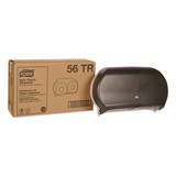 Tork TRK56TR Twin Jumbo Roll Bath Tissue Dispenser, 19.29 x 5.51 x 11.83, Smoke/Gray