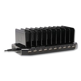 Tripp Lite TRPU280010ST Desktop Charging Station with Adjustable Storage, 10 Devices, 9.4 x 4.7 x 1, Black