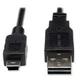 Tripp Lite TRPUR030006 Universal Reversible USB 2.0 Cable, Reversible A to 5-Pin Mini B (M/M), 6 ft, Black