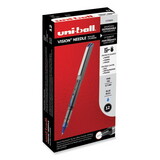 uni-ball 1734904 VISION Needle Stick Roller Ball Pen, Fine 0.7mm, Blue Ink, Silver Barrel, Dozen