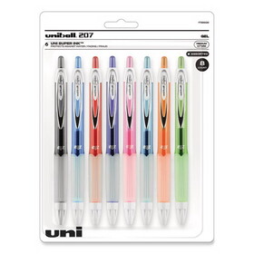 uni-ball UBC1739929 Signo 207 Gel Pen, Retractable, Medium 0.7 mm, Assorted Ink and Barrel Colors, 8/Pack