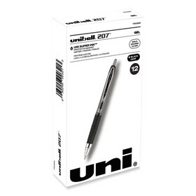 uni-ball UBC1790895 Signo 207 Gel Pen, Retractable, Bold 1 mm, Black Ink, Smoke/Black Barrel, Dozen