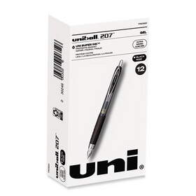 uni-ball UBC1790922 207 Signo Gel Ultra Micro Gel Pen, Retractable, Extra-Fine 0.38 mm, Black Ink, Clear/Black Barrel