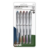 uni-ball 1832404 VISION ELITE BLX Series Stick Roller Ball Pen, 0.8mm, Assorted Ink/Barrel, 5/Pack