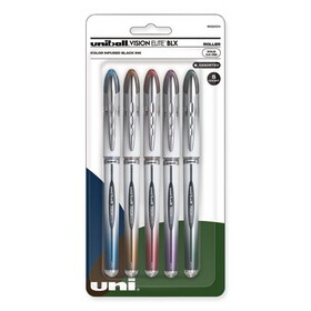 uni-ball UBC1832404 VISION ELITE BLX Series Hybrid Gel Pen, Stick, Bold 0.8 mm, Assorted Ink and Barrel Colors, 5/Pack