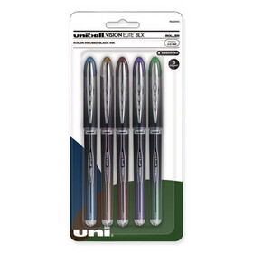 uni-ball UBC1832410 VISION ELITE BLX Series Hybrid Gel Pen, Stick, Fine 0.5 mm, Assorted Ink and Barrel Colors, 5/Pack