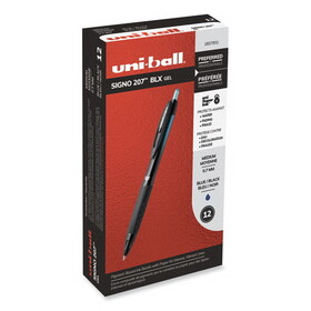 uni-ball UBC1837931 207 BLX Series Gel Pen, Retractable, Medium 0.7 mm, Blue-Infused Black Ink, Black/Blue/Smoke Barrel
