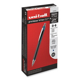 uni-ball 1858845 Jetstream Retractable Ballpoint Pen, 1mm, Blue-Black Ink, Black Barrel