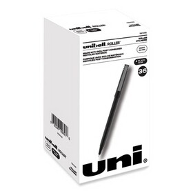 uni-ball UBC1921065 Roller Ball Pen, Stick, Extra-Fine 0.5 mm, Black Ink, Black Barrel, 36/Pack