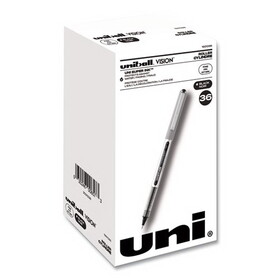 uni-ball UBC1921066 VISION Roller Ball Pen, Stick, Fine 0.7 mm, Black Ink, Silver/Black/Clear Barrel, 36/Pack