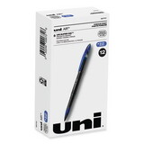 uni-ball 1927701 AIR Porous Rollerball Pen, Medium 0.7mm, Blue Ink, Black Barrel, Dozen