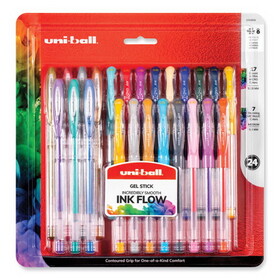 uni-ball UBC2004056 Gel Pen, Stick, Assorted Sizes, Assorted Ink and Barrel Colors, 24/Pack