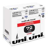 uni-ball 2013566 Stick Roller Ball Pen, Micro 0.5mm, Blue Ink, Black Barrel, 72/Pack
