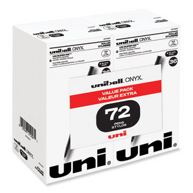uni-ball UBC2013567 ONYX Roller Ball Pen, Stick, Fine 0.7 mm, Black Ink, Black Barrel, 72/Pack