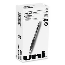 uni-ball 33950 Signo 207 Retractable Gel Pen, 0.7mm, Black Ink, Smoke/Black Barrel, Dozen