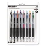 uni-ball 40110 Signo 207 Retractable Gel Pen, Medium 0.7mm, Assorted Ink, Black Barrel, 8/Set