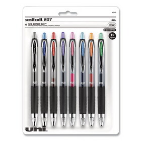 uni-ball UBC40110 Signo 207 Gel Pen, Retractable, Medium 0.7 mm, Assorted Ink and Barrel Colors, 8/Pack