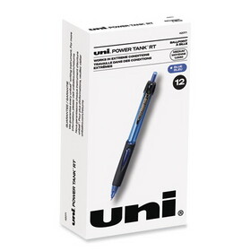 uni-ball UBC42071 Power Tank RT Ballpoint Pen, Retractable, Bold 1 mm, Blue Ink, Translucent Blue/Black Barrel, Dozen
