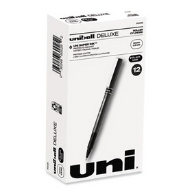 uni-ball UBC60025 Deluxe Roller Ball Pen, Stick, Extra-Fine 0.5 mm, Black Ink, Metallic Gray/Black Barrel, Dozen