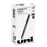 uni-ball 60040 ONYX Stick Roller Ball Pen, Micro 0.5mm, Black Ink, Black Matte Barrel, Dozen