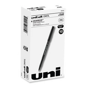 uni-ball UBC60040 ONYX Roller Ball Pen, Stick, Extra-Fine 0.5 mm, Black Ink, Black Barrel, Dozen