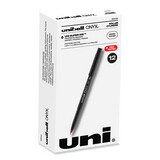 uni-ball 60042 ONYX Stick Roller Ball Pen, Micro 0.5mm, Red Ink, Black Matte Barrel, Dozen