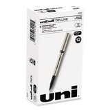 uni-ball 60052 Deluxe Stick Roller Ball Pen, Fine 0.7mm, Black Ink, Champagne Barrel, Dozen
