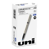 uni-ball 60053 Deluxe Stick Roller Ball Pen, Fine 0.7mm, Blue Ink, Champagne Barrel, Dozen