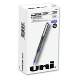 uni-ball 60108 VISION Stick Roller Ball Pen, Micro 0.5mm, Blue Ink, Blue/Gray Barrel, Dozen