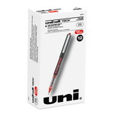 uni-ball 60117 VISION Stick Roller Ball Pen, Micro 0.5mm, Red Ink, Gray/Red Barrel, Dozen