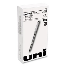 uni-ball UBC60126 VISION Roller Ball Pen, Stick, Fine 0.7 mm, Black Ink, Silver/Black/Clear Barrel, Dozen