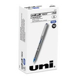 uni-ball UBC60134 VISION Roller Ball Pen, Stick, Fine 0.7 mm, Blue Ink, Silver/Blue/Clear Barrel, Dozen