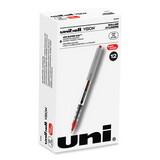 uni-ball 60139 VISION Stick Roller Ball Pen, Fine 0.7mm, Red Ink, Gray/Red Barrel, Dozen