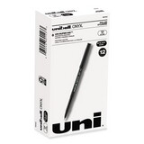 uni-ball 60143 ONYX Stick Roller Ball Pen, Fine 0.7mm, Black Ink, Black Matte Barrel, Dozen