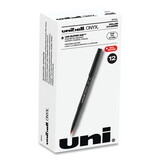 uni-ball 60144 ONYX Stick Roller Ball Pen, Fine 0.7mm, Red Ink, Black Matte Barrel, Dozen