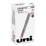 uni-ball UBC60384 VISION Roller Ball Pen, Stick, Fine 0.7 mm, Pink Ink, Silver/Pink/Clear Barrel, Dozen
