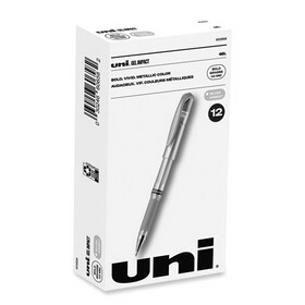 uni-ball 60658 IMPACT Stick Gel Pen, Medium 1mm, Silver Metallic Ink, Silver Barrel