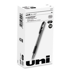 uni-ball UBC65450 Signo GRIP Gel Pen, Stick, Medium 0.7 mm, Black Ink, Clear/Black/Silver Barrel, Dozen