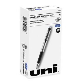 uni-ball UBC65871 207 Impact Gel Pen, Retractable, Bold 1 mm, Blue Ink, Black/Blue Barrel