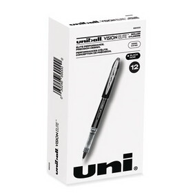 uni-ball UBC69000 VISION ELITE Hybrid Gel Pen, Stick, Extra-Fine 0.5 mm, Black Ink, Black/Clear Barrel