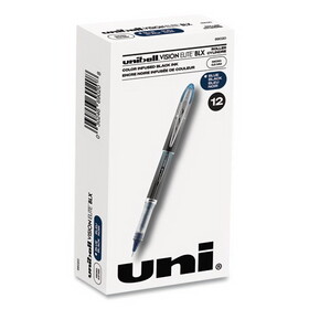 uni-ball UBC69020 VISION ELITE BLX Series Hybrid Gel Pen, Stick, Extra-Fine 0.5 mm, Blue-Infused Black Ink, Gray/Blue/Clear Barrel