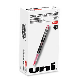 uni-ball UBC69022 VISION ELITE Hybrid Gel Pen, Stick, Extra-Fine 0.5 mm, Red Ink, Black/Red/Clear Barrel